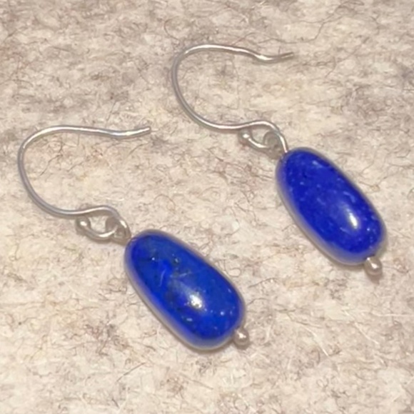 Me & Ro Sterling Silver Earrings with Lapis Lazuli Drops - Picture 3 of 5